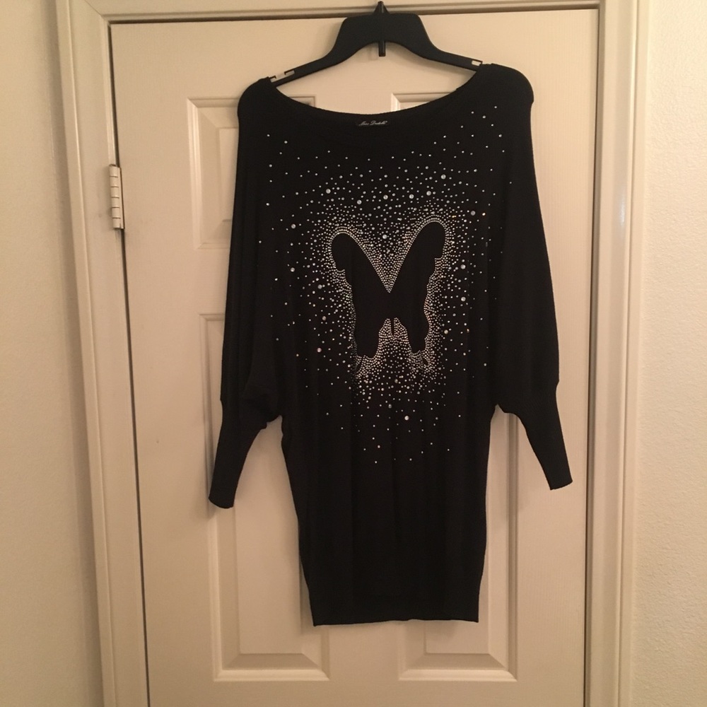 Sweater dress with crystals